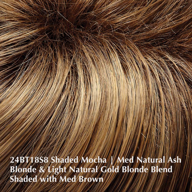 24BT18S8 Shaded Mocha | Medium Natural Ash Blonde & Light Natural Gold Blonde Blend, Shaded with Medium Brown