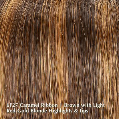6F27 Caramel Ribbon | Brown with Light Red-Gold Blonde Highlights & Tips