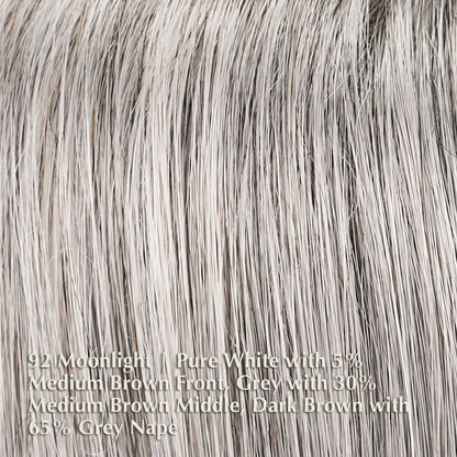 92 Moonlight | Pure White with 5% Medium Brown Front, Grey with 30% Medium Brown Middle, Dark Brown with 65% Grey Nape