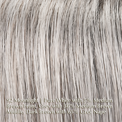 92 Moonlight | Pure White with 5% Medium Brown Front, Grey with 30% Medium Brown Middle, Dark Brown with 65% Grey Nape