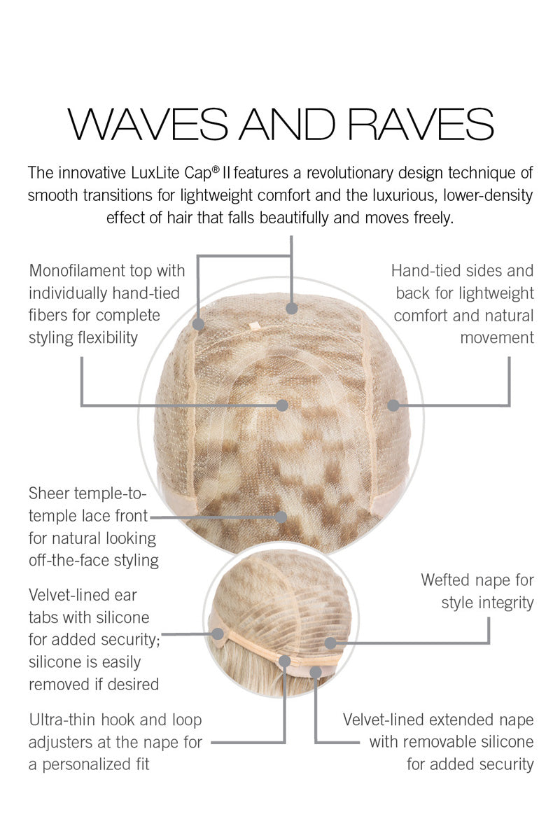 Waves And Raves FeatherLite™  Wig by Raquel Welch | Heat Friendly Synthetic (100% Hand Tied)