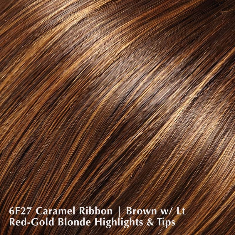 Angelique Wig by Jon Renau | Synthetic Wig (Basic Cap) Jon Renau Synthetic 6F27 Caramel Ribbon / Front: 4" | Crown: 9.25" | Sides: 9.5" | Nape: 12" / Average
