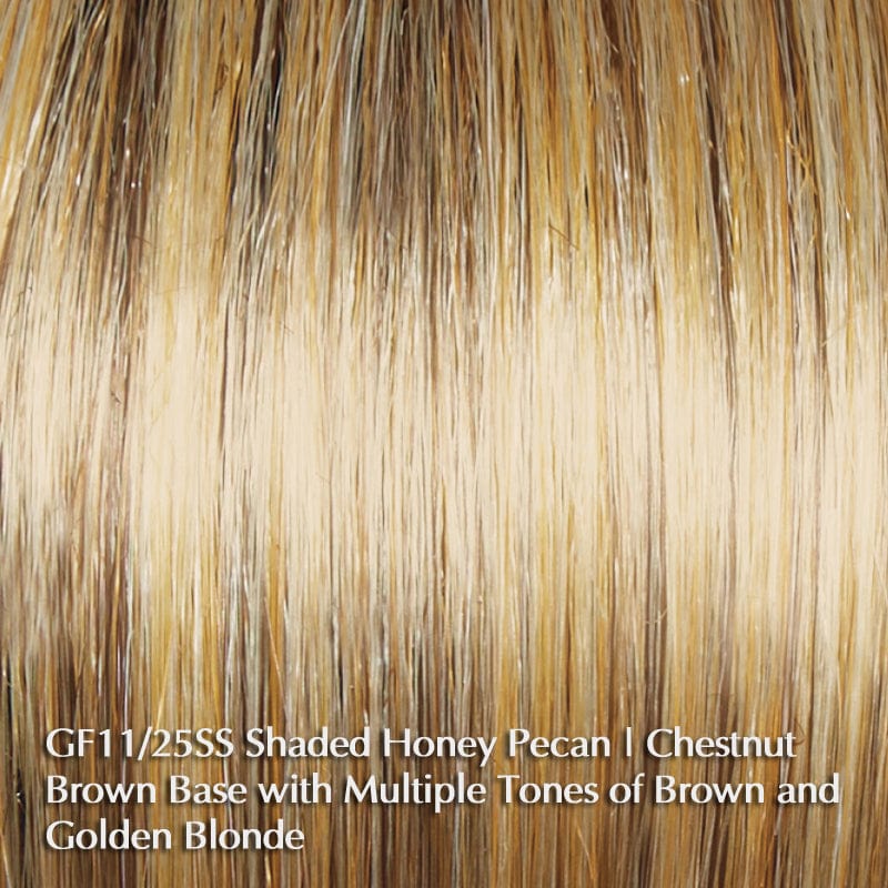 Best in Class by Gabor | Heat Friendly Synthetic |  Lace Front Wig (Mono Part) Gabor Heat Friendly Synthetic GF11-25SS Shaded Honey Pecan / Front: 5.5" | Crown: 5.5" | Back: 4.5" | Sides: 4.5" | Nape: 2.5" / Average