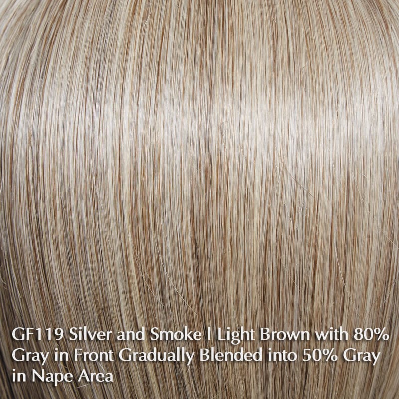 Best in Class by Gabor | Heat Friendly Synthetic |  Lace Front Wig (Mono Part) Gabor Heat Friendly Synthetic GF119 Silver & Smoke / Front: 5.5" | Crown: 5.5" | Back: 4.5" | Sides: 4.5" | Nape: 2.5" / Average