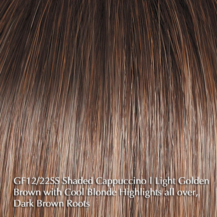 Best in Class by Gabor | Heat Friendly Synthetic |  Lace Front Wig (Mono Part) Gabor Heat Friendly Synthetic GF12-22SS Shaded Cappuccino / Front: 5.5" | Crown: 5.5" | Back: 4.5" | Sides: 4.5" | Nape: 2.5" / Average