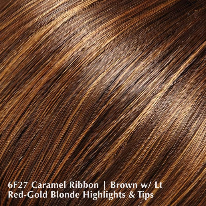 Camilla Wig by Jon Renau | Synthetic Wig (Double Mono & 100% Hand-Tied) Jon Renau Synthetic 6F27 Caramel Ribbon / Bang 5.5" | Crown: 18" | Sides: 15" | Nape: 12" / Average