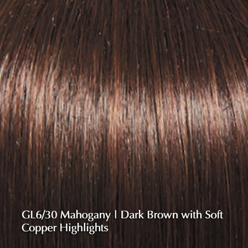 Curves Ahead by Gabor | Synthetic Lace Front Wig (Mono Part) Gabor Synthetic GL6-30 Mahogany / Front: 7" | Side: 7" | Back: 8" | Crown: 7.5" | Nape: 3.75" / Average