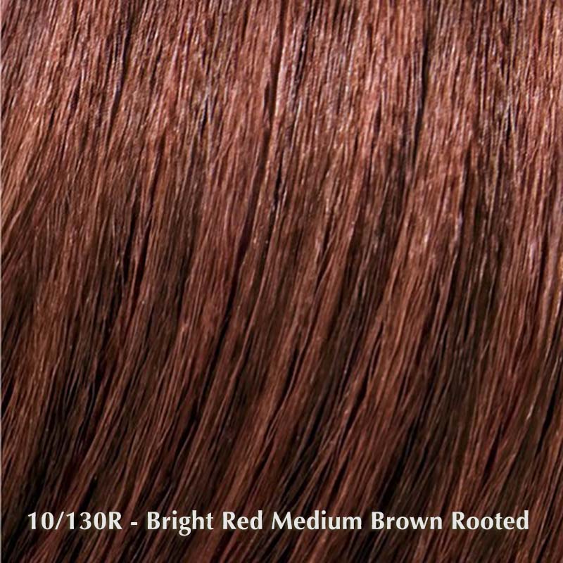 Glam Wig by TressAllure | Heat Friendly Synthetic | Lace Front Wig (Mono Top) TressAllure Heat Friendly Synthetic 10/130R Bright Red w/ Medium Brown Roots / Front: 13.25" | Crown: 18" | Sides: 14.75" | Nape: 16.75" / Average