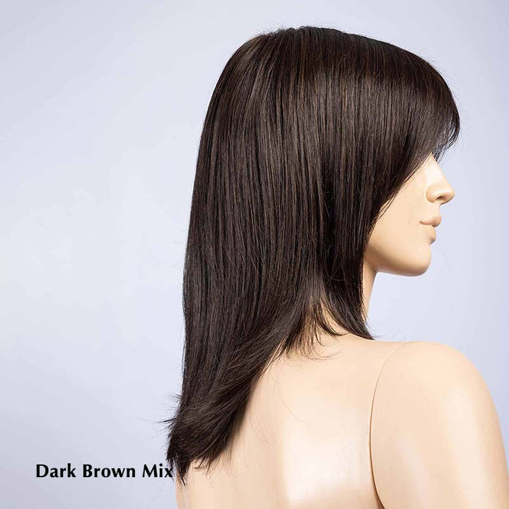 Luna Wig by Ellen Wille | Synthetic Lace Front Wig (Mono Crown) Ellen Wille Heat Friendly Synthetic Dark Brown Mix / Front: 6" | Crown: 12.5" | Sides: 9" | Nape: 9" / Petite / Average