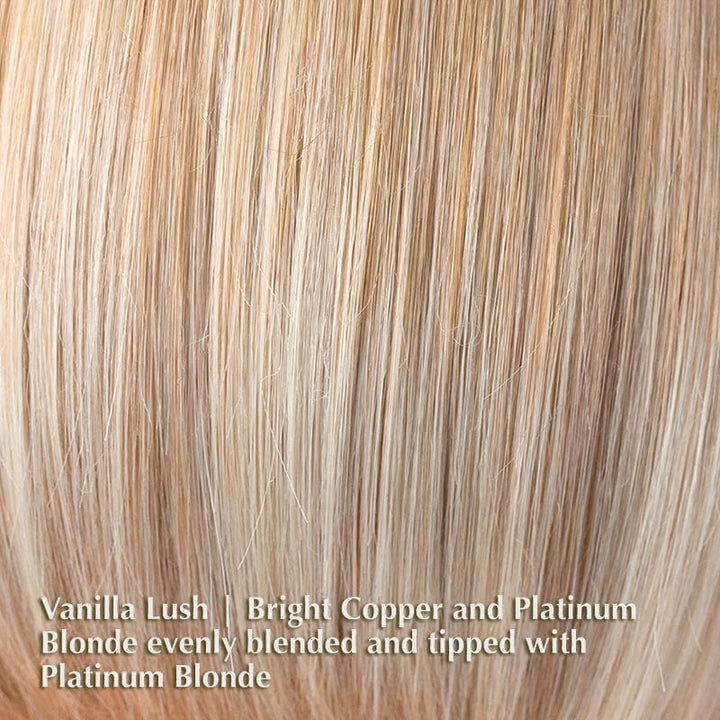 Milan Wig by Noriko | Synthetic Hair Topper (Full Mono) Noriko Wigs Vanilla Lush | Bright Copper and Platinum Blonde evenly blended and tipped with Platinum Blonde / Front: 8.5" | Crown: 15" | Nape: 13.5" / Average