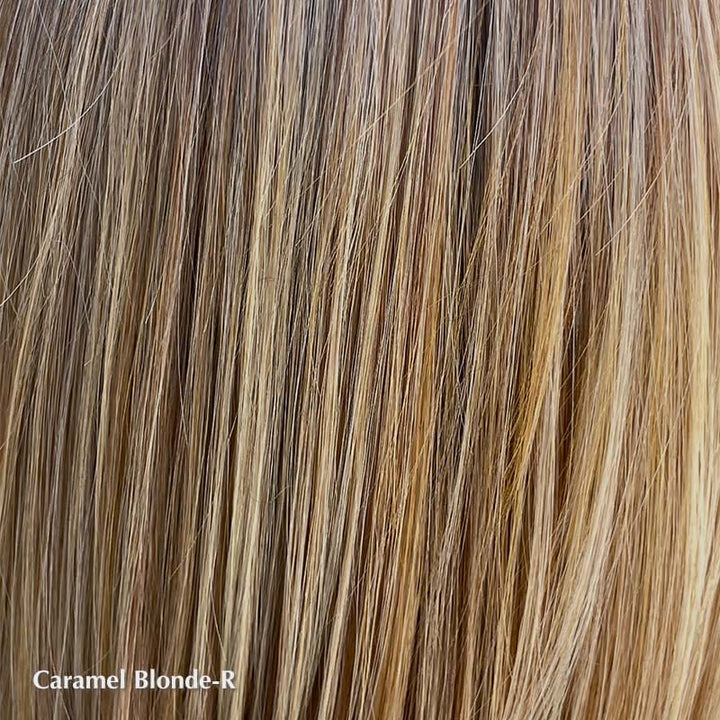 PRE-ORDER Malibu Wig by Belle Tress | Heat Friendly Synthetic (Mono Part Center) Belle Tress Heat Friendly Synthetic Caramel Blonde-R / Side Bangs 7" | Side 13" | Nape 9" | Overal 7"-16" / Average