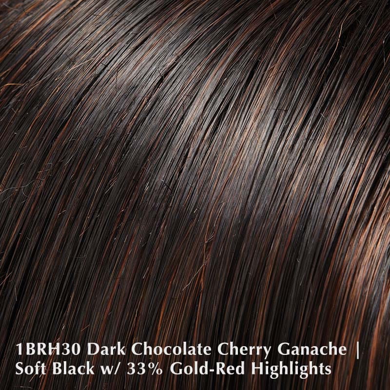 Quinn Wig by Jon Renau | Lace Front Synthetic (Mono Part) Jon Renau Synthetic 1BRH30 Dark Chocolate Cherry Ganache / Bang: 7.75" | Crown: 9" | Nape: 4.25" | Side: 5.75" / Average