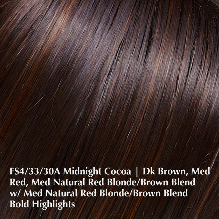 Rita Wig by Jon Renau | Heat Friendly Synthetic | Lace Front Wig (Mono Top) Jon Renau Heat Friendly Synthetic FS4/33/30A Midnight Cocoa / Front: 4.75" | Side: 2" | Crown: 4" | Nape: 1.75" / Average