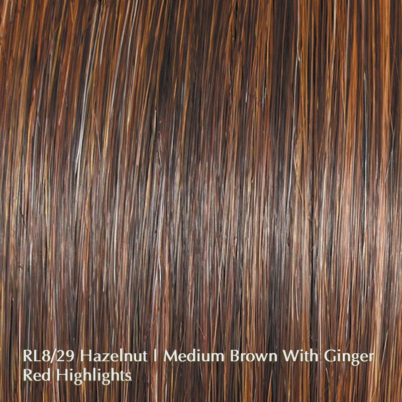 Stroke of Genius Wig by Raquel Welch | Heat Friendly Synthetic | Lace Front Wig (Mono Part) Raquel Welch Heat Friendly Synthetic RL8/29 Hazelnut / Front: 8" | Side: 11.5" | Back: 9.5" | Crown: 10" | Nape: 13.5" / Average