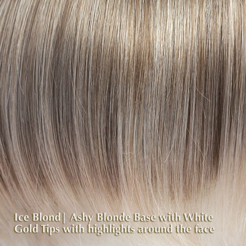 Adeline Wig by Rene of Paris | Synthetic Lace Front Wig Rene of Paris Synthetic Ice Blond | Ashy Blonde Base with White Gold Tips with highlights around the face / Bang: 7.5" | Crown: 11” | Nape: 4” / Average
