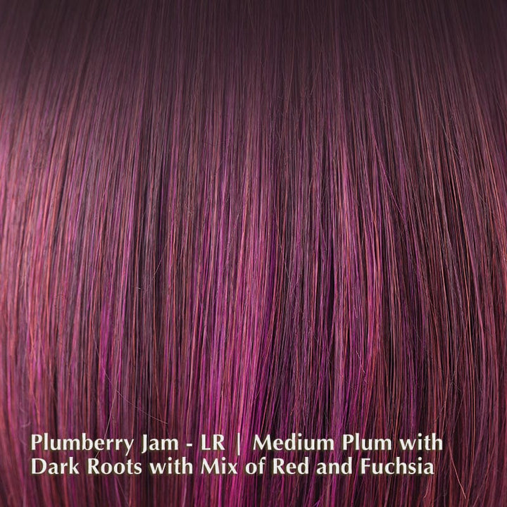 Adeline Wig by Rene of Paris | Synthetic Lace Front Wig Rene of Paris Synthetic Plumberry Jam-LR | Medium Plum with Dark Roots with Mix of Red and Fuchsia / Bang: 7.5" | Crown: 11” | Nape: 4” / Average