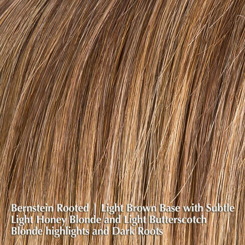 Adore Wig by Ellen Wille | Human Hair & Synthetic Blend Lace Front Wig Ellen Wille Heat Friendly | Human Hair Blend Bernstein Rooted | Light Brown base with subtle Light Honey Blonde and Light Butterscotch Blonde highlights and Dark Roots / Front: 7" | Crown: 10.5" | Sides: 6" | Nape: 3" / Petite / Average