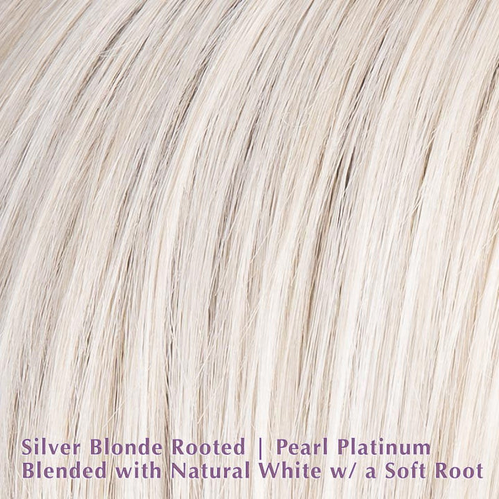 Adore Wig by Ellen Wille | Human Hair & Synthetic Blend Lace Front Wig Ellen Wille Heat Friendly | Human Hair Blend Silver Blonde Rooted | Pearl platinum blended with natural white with a soft root / Front: 7" | Crown: 10.5" | Sides: 6" | Nape: 3" / Petite / Average