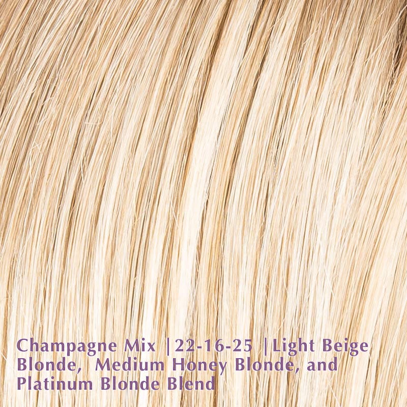 Affair Hi Wig by Ellen Wille | Heat Friendly Synthetic | Lace Front Wig (Hand-Tied) Ellen Wille Heat Friendly Synthetic Champagne Mix | 22-16-25 | Light Beige Blonde,  Medium Honey Blonde, and Platinum Blonde Blend / Front: 6" | Crown: 17" | Sides: 14.5" | Nape: 10" / Petite / Average