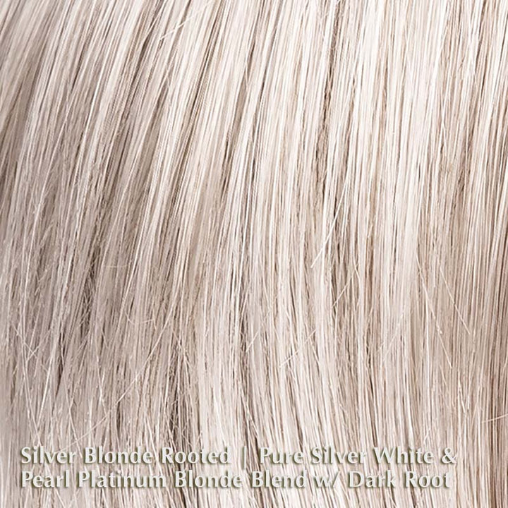 Affair Hi Wig by Ellen Wille | Heat Friendly Synthetic | Lace Front Wig (Hand-Tied) Ellen Wille Heat Friendly Synthetic Silver Blonde Rooted | Pure Silver White & Pearl Platinum Blonde Blend w/ Dark Root / Front: 6" | Crown: 17" | Sides: 14.5" | Nape: 10" / Petite / Average
