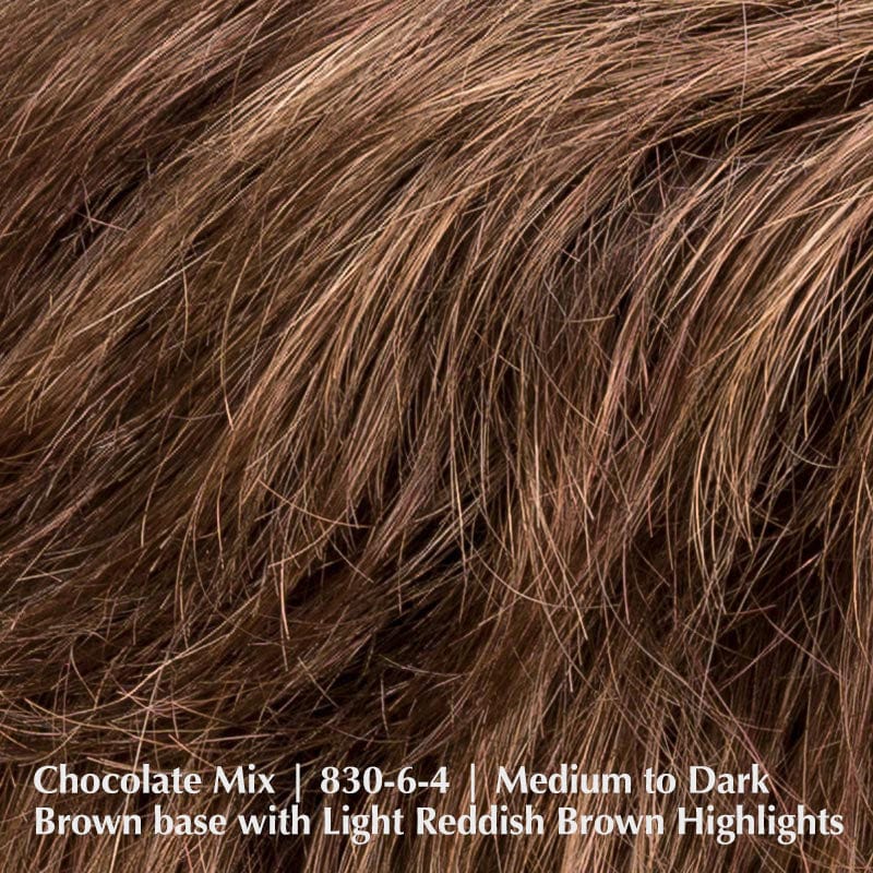 Air Wig by Ellen Wille | Synthetic Lace Front Wig (Hand-Tied) Ellen Wille Synthetic Chocolate Mix | 830-6-4 | Medium to Dark Brown base with Light Reddish Brown Highlights / Front: 2" | Crown: 2.5" | Sides: 2" | Nape: 1.75" / Petite / Average