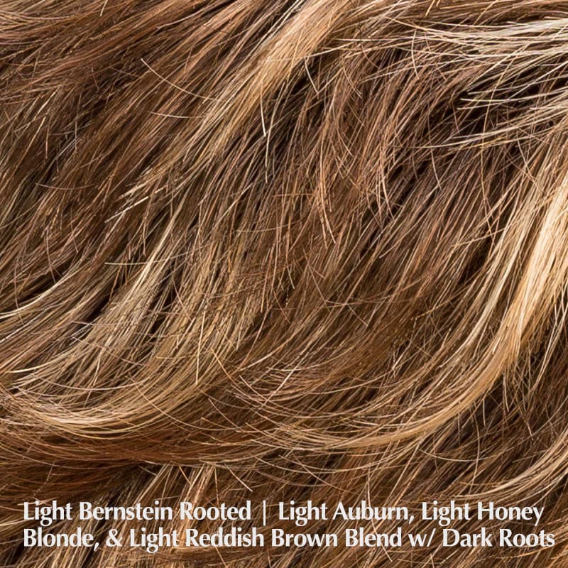 Air Wig by Ellen Wille | Synthetic Lace Front Wig (Hand-Tied) Ellen Wille Synthetic Light Bernstein Rooted | Light Auburn, Light Honey Blonde, and Light Reddish Brown blend and Dark Roots / Front: 2" | Crown: 2.5" | Sides: 2" | Nape: 1.75" / Petite / Average