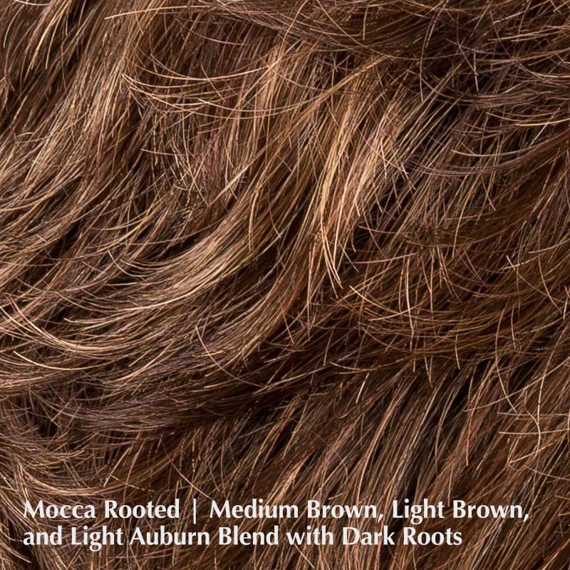 Air Wig by Ellen Wille | Synthetic Lace Front Wig (Hand-Tied) Ellen Wille Synthetic Mocca Rooted | Medium Brown, Light Brown, and Light Auburn blend with Dark Roots / Front: 2" | Crown: 2.5" | Sides: 2" | Nape: 1.75" / Petite / Average