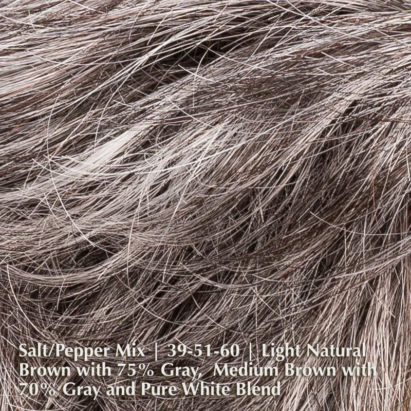 Air Wig by Ellen Wille | Synthetic Lace Front Wig (Hand-Tied) Ellen Wille Synthetic Salt/Pepper Mix | 39-51-60 | Light Natural Brown with 75% Gray,  Medium Brown with 70% Gray and Pure White Blend / Front: 2" | Crown: 2.5" | Sides: 2" | Nape: 1.75" / Petite / Average