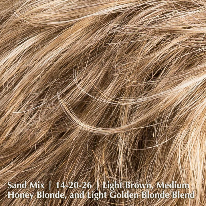 Air Wig by Ellen Wille | Synthetic Lace Front Wig (Hand-Tied) Ellen Wille Synthetic Sand Mix | 14-20-26 | Light Brown, Medium Honey Blonde, and Light Golden Blonde blend / Front: 2" | Crown: 2.5" | Sides: 2" | Nape: 1.75" / Petite / Average