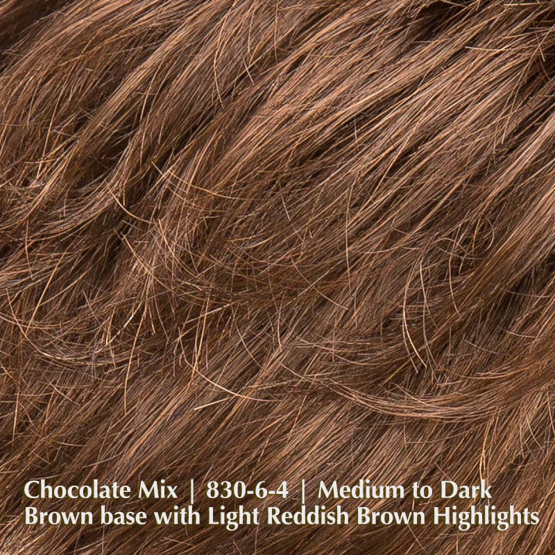 Alba Comfort Wig by Ellen Wille | Synthetic Lace Front Wig (Mono Top) Ellen Wille Synthetic Chocolate Mix | 830-6-4 | Medium to Dark Brown base with Light Reddish Brown highlights / Bang: 3.5" | Crown: 4" | Sides: 3.5" | Nape: 2.25" / Petite / Average