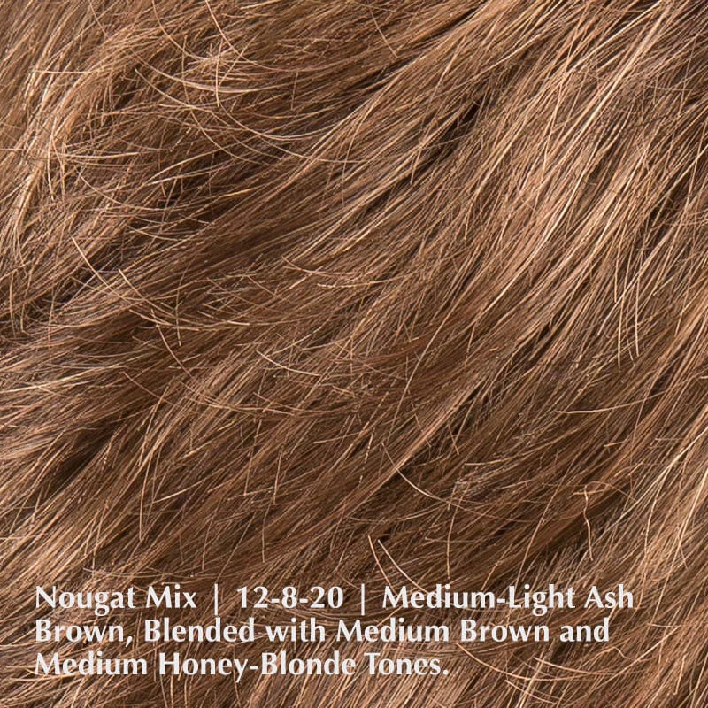 Alba Comfort Wig by Ellen Wille | Synthetic Lace Front Wig (Mono Top) Ellen Wille Synthetic Nougat Mix | 12.8.20 | Medium-Light Ash Brown, blendid with Medium Brown and Medium Honey-blonde tones. / Bang: 3.5" | Crown: 4" | Sides: 3.5" | Nape: 2.25" / Petite / Average