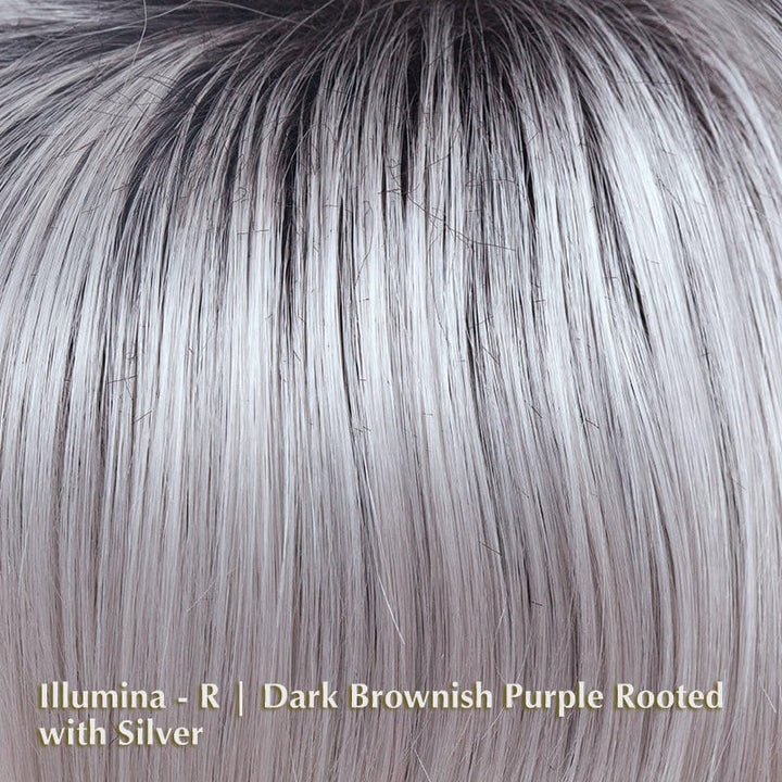 Alexi Wig by Noriko | Synthetic Lace Front Wig Noriko Synthetic Illumina -R | Dark Brownish Purple Rooted with Silver / Bang: 3.93” | Sides: 7.87” | Crown: 10.62” | Nape: 3.93” | Back: 10.62” / Average