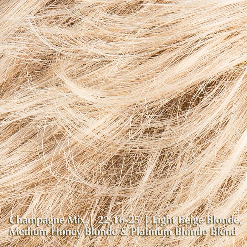 Alexis Deluxe Wig by Ellen Wille | Synthetic Lace Front Wig (Mono Top) Ellen Wille Synthetic Champagne Mix | 22-16-25 | Light Beige Blonde,  Medium Honey Blonde, and Platinum Blonde Blend / Front: 3.75" | Crown: 4" | Side: 3" | Nape: 2.5" / Petite / Average