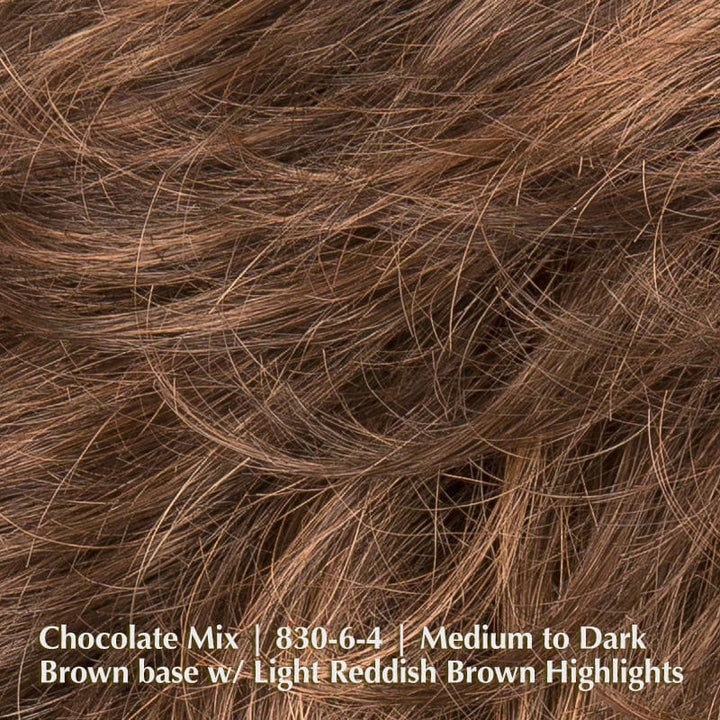 Alexis Deluxe Wig by Ellen Wille | Synthetic Lace Front Wig (Mono Top) Ellen Wille Synthetic Chocolate Mix | 830-6-4 | Medium to Dark Brown base with Light Reddish Brown Highlights / Front: 3.75" | Crown: 4" | Side: 3" | Nape: 2.5" / Petite / Average