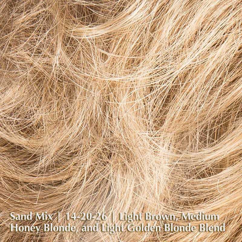Alexis Deluxe Wig by Ellen Wille | Synthetic Lace Front Wig (Mono Top) Ellen Wille Synthetic Sand Mix | 14-20-26 | Light Brown, Medium Honey Blonde, and Light Golden Blonde Blend / Front: 3.75" | Crown: 4" | Side: 3" | Nape: 2.5" / Petite / Average