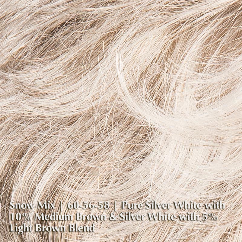 Alexis Deluxe Wig by Ellen Wille | Synthetic Lace Front Wig (Mono Top) Ellen Wille Synthetic Snow Mix | 60-56-58 | Pure Silver White with 10% Medium Brown & Silver White with 5% Light Brown Blend / Front: 3.75" | Crown: 4" | Side: 3" | Nape: 2.5" / Petite / Average