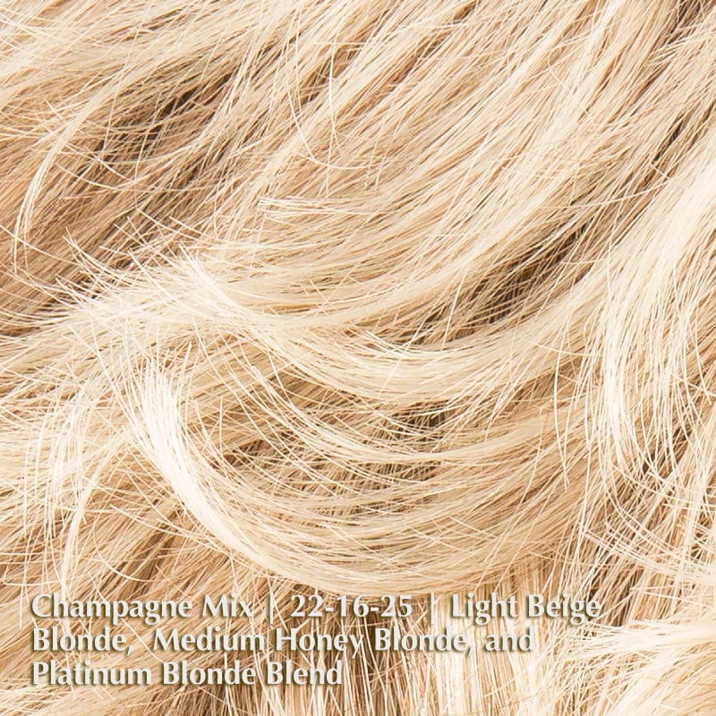 Alexis Wig by Ellen Wille | Synthetic Lace Front Wig (Mono Top) Ellen Wille Synthetic Champagne Mix | 22-16-25 | Light Beige Blonde,  Medium Honey Blonde, and Platinum Blonde blend / Front: 3.75" | Crown: 4" | Side: 3" | Nape: 2.5 " / Petite / Average