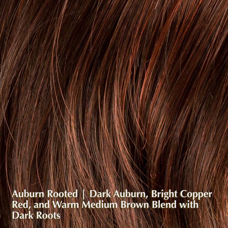 Alive Wig by Ellen Wille | Synthetic Lace Front Wig Ellen Wille Synthetic Auburn Rooted | Dark Auburn, Bright Copper Red, and Warm Medium Brown blend with Dark Roots / Front: 4.5" | Crown: 9” | Sides: 9” | Nape: 9” / Petite / Average
