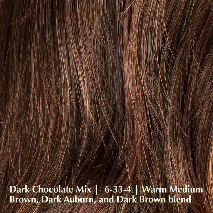 Alive Wig by Ellen Wille | Synthetic Lace Front Wig Ellen Wille Synthetic Dark Chocolate Mix |  6-33-4 | Warm Medium Brown, Dark Auburn, and Dark Brown blend / Front: 4.5" | Crown: 9” | Sides: 9” | Nape: 9” / Petite / Average