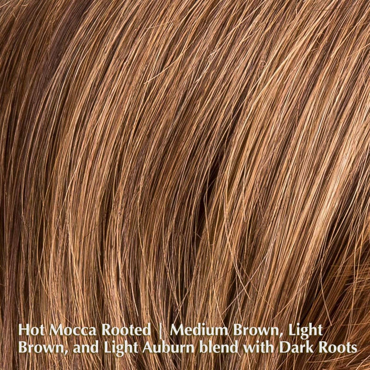 Alive Wig by Ellen Wille | Synthetic Lace Front Wig Ellen Wille Synthetic Hot Mocca Rooted | Medium Brown, Light Brown, and Light Auburn blend with Dark Roots / Front: 4.5" | Crown: 9” | Sides: 9” | Nape: 9” / Petite / Average