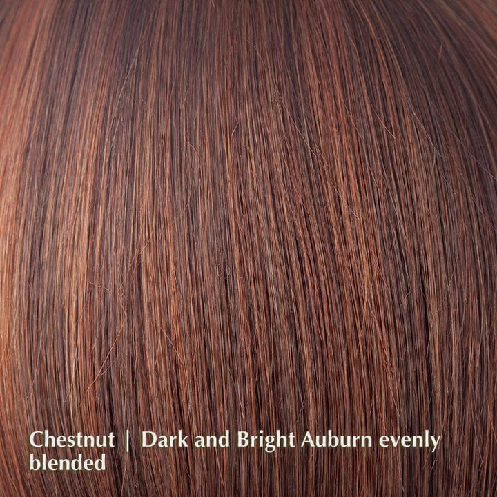 Alva Wig by Noriko | Synthetic Wig (Basic Cap) Noriko Synthetic Chestnut | Dark and Bright Auburn evenly blended / Fringe: 3.9” | Crown: 9.4” | Nape: 3.9” / Average
