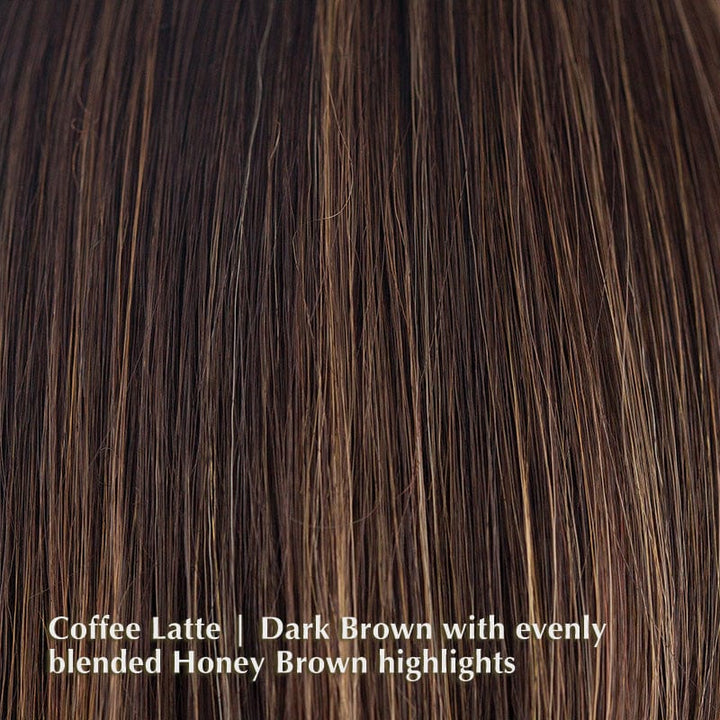 Alva Wig by Noriko | Synthetic Wig (Basic Cap) Noriko Synthetic Coffee Latte | Dark Brown with evenly blended Honey Brown highlights / Fringe: 3.9” | Crown: 9.4” | Nape: 3.9” / Average