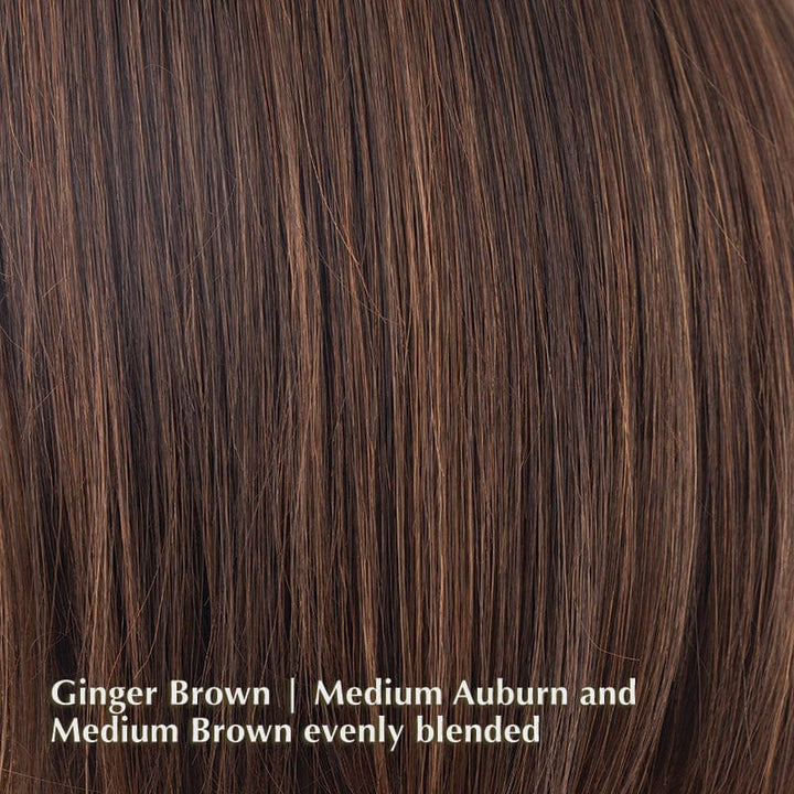Alva Wig by Noriko | Synthetic Wig (Basic Cap) Noriko Synthetic Ginger Brown | Medium Auburn and Medium Brown evenly blended / Fringe: 3.9” | Crown: 9.4” | Nape: 3.9” / Average