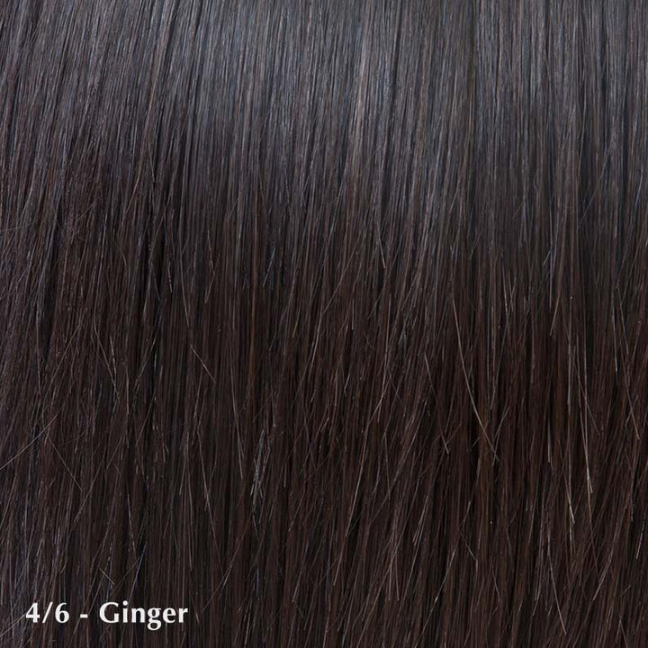 Amaretto Wig by Belle Tress | Heat Friendly | Synthetic Lace Front Wig (Mono Part) Belle Tress Heat Friendly Synthetic Ginger | 4/6 | A blend of cappuccino and dark chocolate brown / Side Bangs: 9" | Side 11" | Nape: 5.5" | Back: 12.5" | Overall: 5.5" - 12.5" / Average