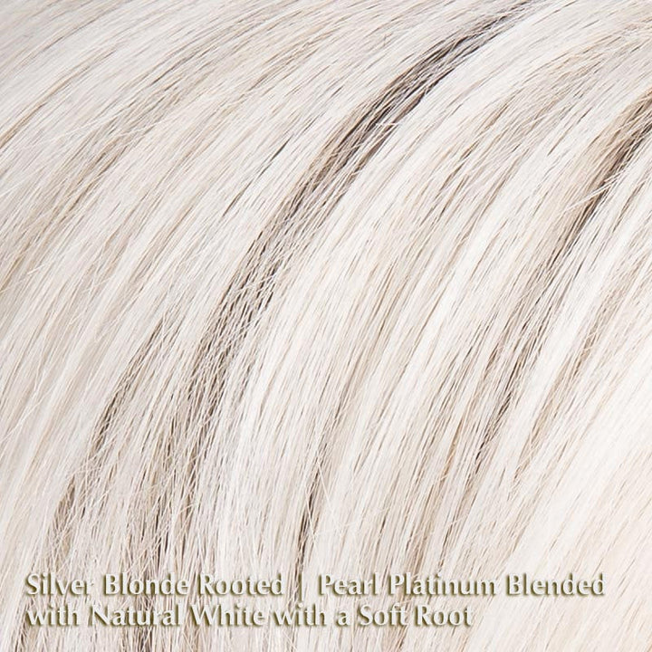 Amaze Wig by Ellen Wille | Human Hair & Synthetic Blend Lace Front Wig (Mono Top) Ellen Wille Heat Friendly | Human Hair Blend Silver Blonde Rooted | Pearl platinum blended with natural white with a soft root / Front: 8" | Crown: 4" | Sides: 3.25" | Nape: 2” / Petite / Average