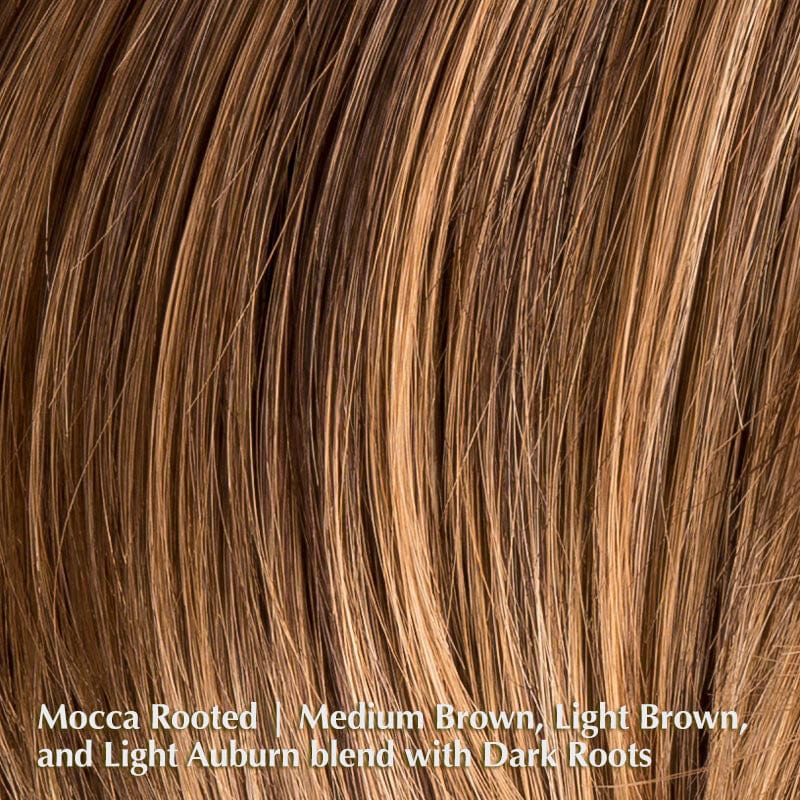 Amy Deluxe Wig by Ellen Wille | Synthetic Lace Front Wig Ellen Wille Synthetic Mocca Rooted | Medium Brown, Light Brown, and Light Auburn blend with Dark Roots / Front: 5 " | Crown: 8" | Sides: 6 " | Nape: 2" / Petite / Average