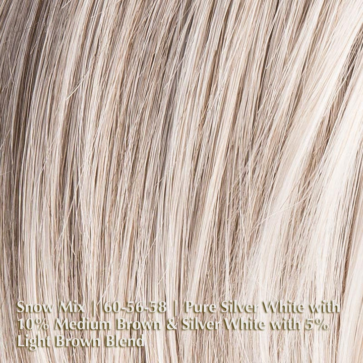Amy Deluxe Wig by Ellen Wille | Synthetic Lace Front Wig Ellen Wille Synthetic Snow Mix | 60-56-58 | Pure Silver White with 10% Medium Brown & Silver White with 5% Light Brown blend / Front: 5 " | Crown: 8" | Sides: 6 " | Nape: 2" / Petite / Average