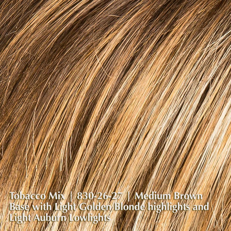 Amy Deluxe Wig by Ellen Wille | Synthetic Lace Front Wig Ellen Wille Synthetic Tobacco Mix | 830-26-27 | Medium Brown base with Light Golden Blonde highlights and Light Auburn lowlights / Front: 5 " | Crown: 8" | Sides: 6 " | Nape: 2" / Petite / Average