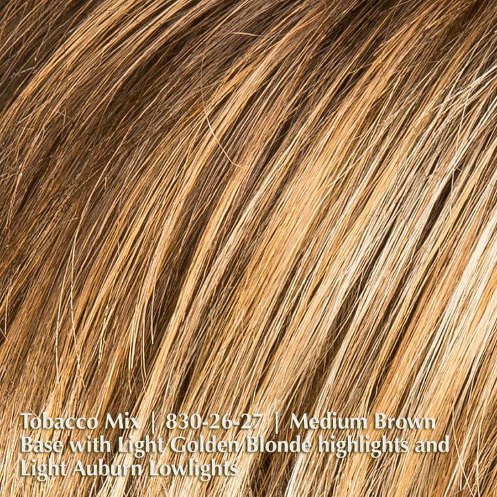 Amy Deluxe Wig by Ellen Wille | Synthetic Lace Front Wig Ellen Wille Synthetic Tobacco Mix | 830-26-27 | Medium Brown base with Light Golden Blonde highlights and Light Auburn lowlights / Front: 5 " | Crown: 8" | Sides: 6 " | Nape: 2" / Petite / Average