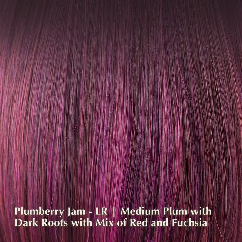 Angelica Large Wig by Noriko | Synthetic Wig (Basic Cap) Noriko Synthetic Plumberry Jam-LR | Medium Plum with Dark Roots with Mix of Red and Fuchsia / Front: 8" | Crown: 16.2" | Nape: 16" / Large
